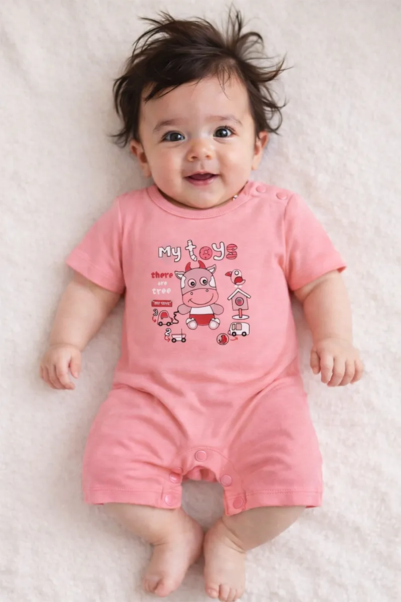 Printed Rompers for Babies - Peach