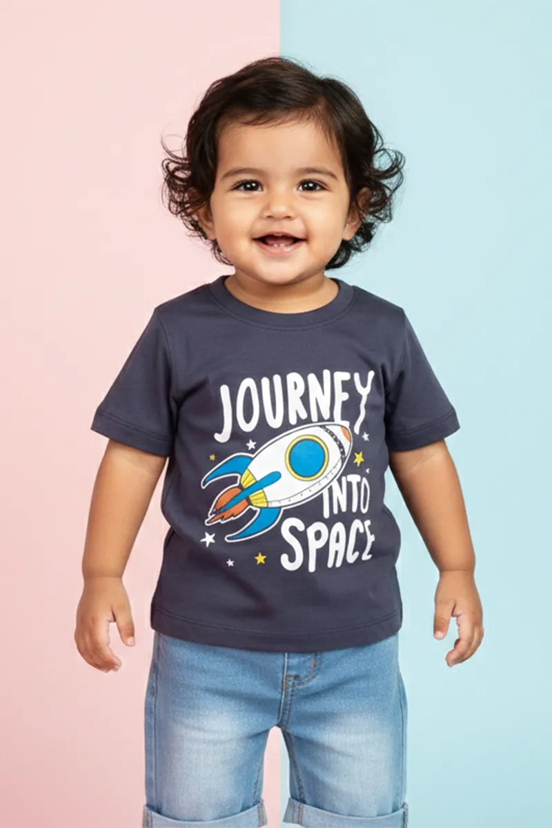 Printed T-Shirt for Baby Boys - Dark Grey CLJBT00104DGREY36M