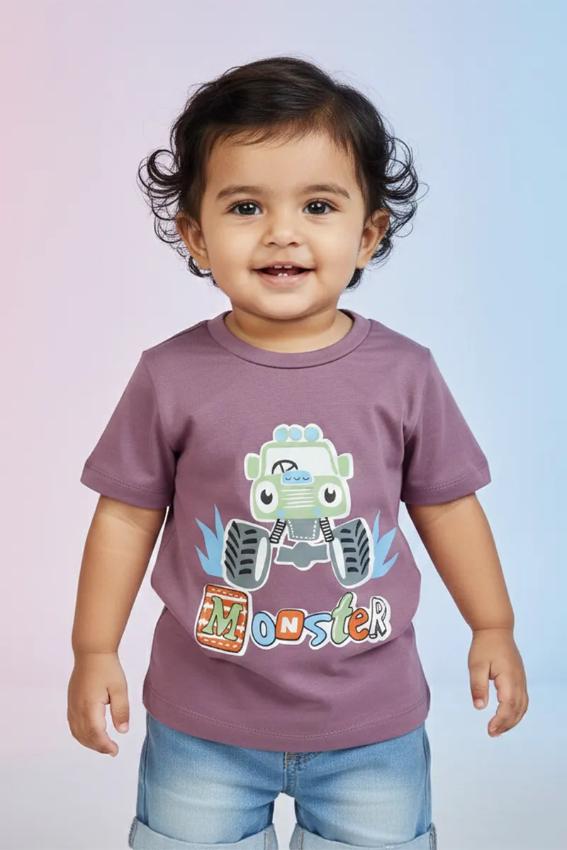 Printed T-Shirt for Baby Boys - Mauve CLJBT00109MAU36M