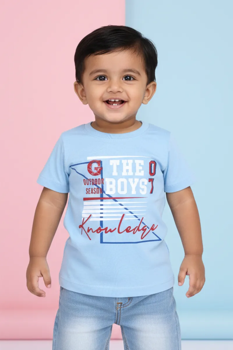 Printed Cotton T-Shirt for Baby Boys - Blue CLJBT00113BLU612M