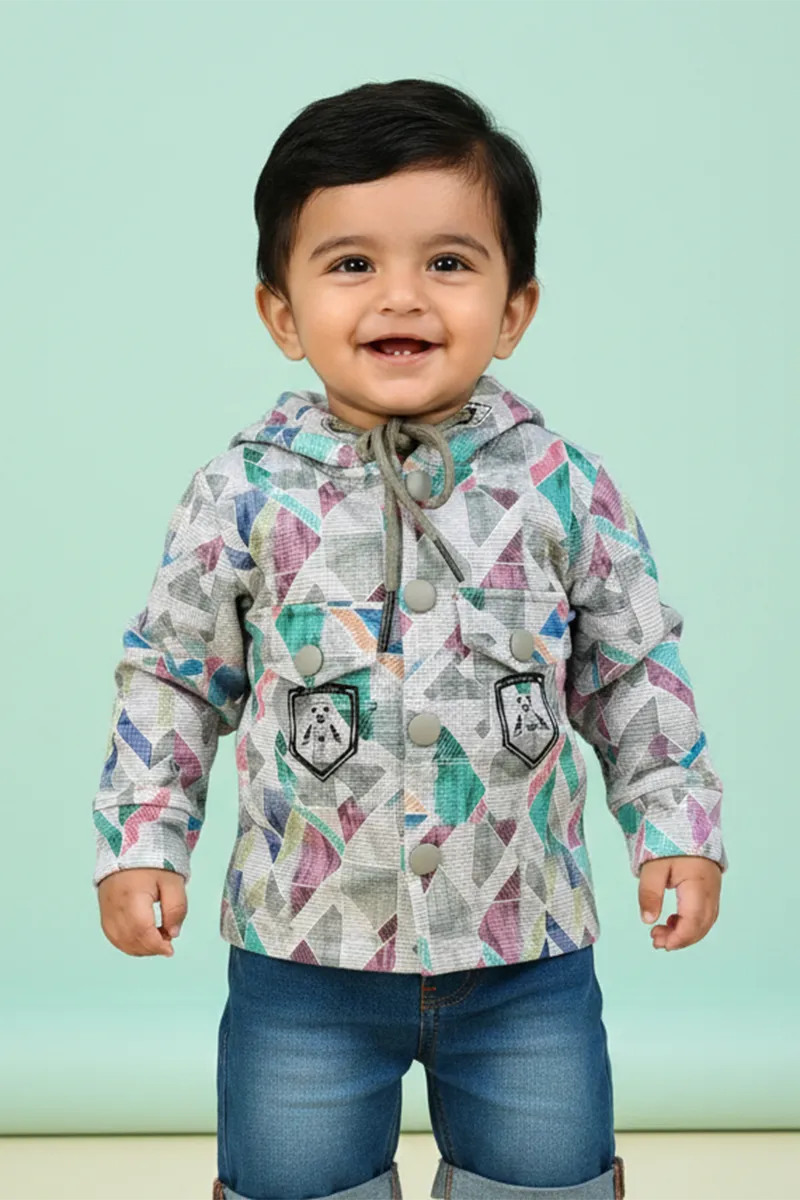 Hooded Jacket with Inner T-Shirt Set for Baby Boys - Multicolor CLJBT00144MUL36M