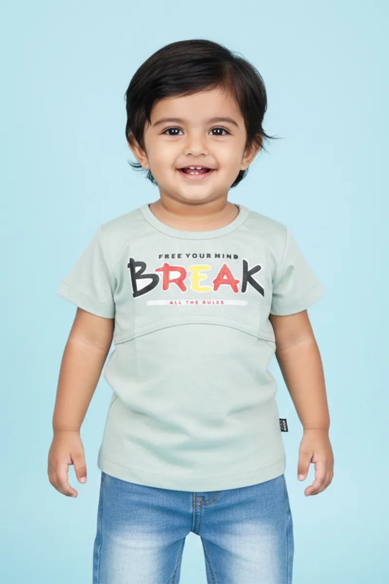 Printed Cotton T-Shirt for Baby Girls - Green