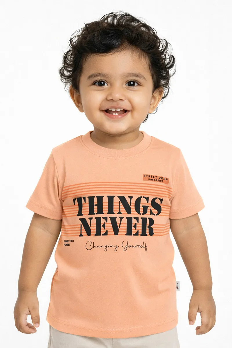Printed T-Shirt for Baby Boy - Peach CLJBT00254PEA612M