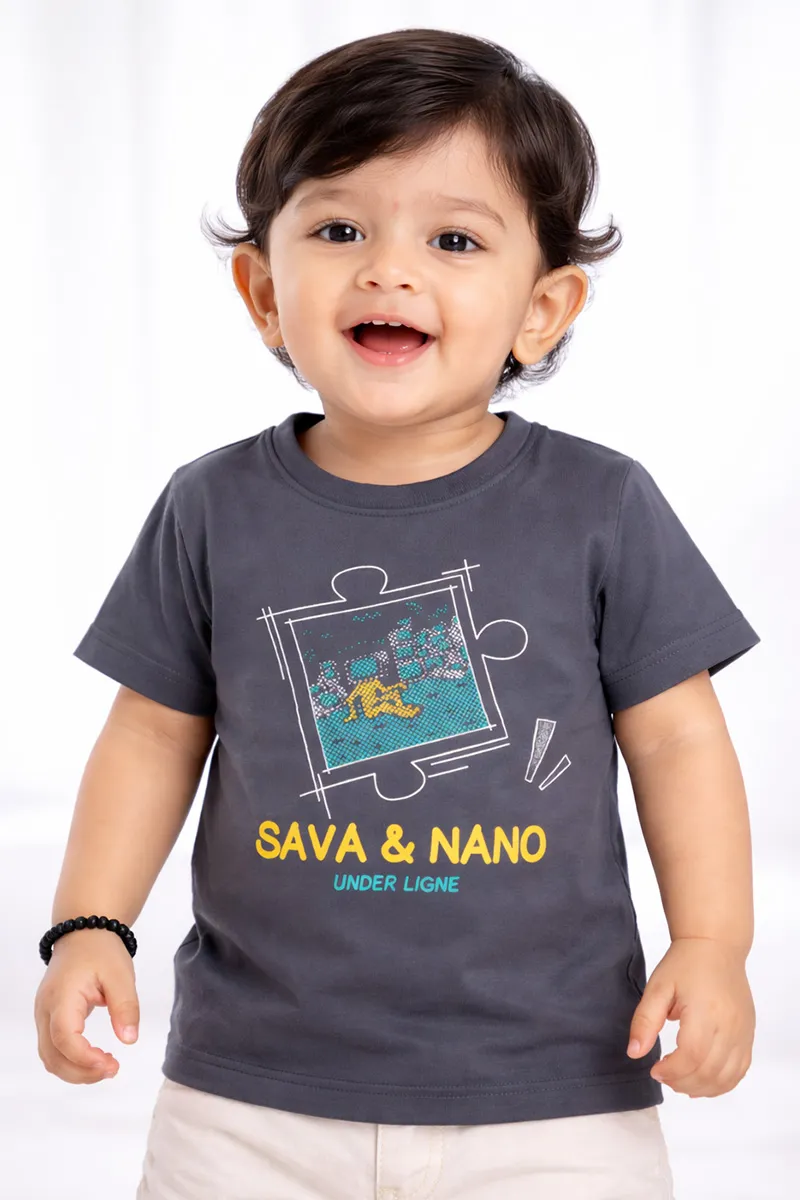 Printed T-Shirt for Baby Boy - Grey CLJBT00259GRE612M