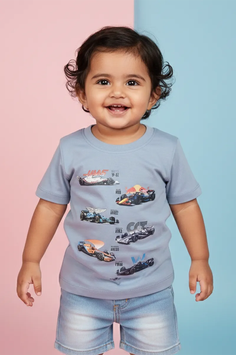 Tencel Printed T-Shirt for Baby Boys - Blue