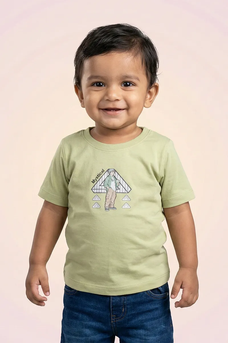 Tencel Printed T-Shirt for Baby Boys - Light Green CLJBT0098LIGGRN612M