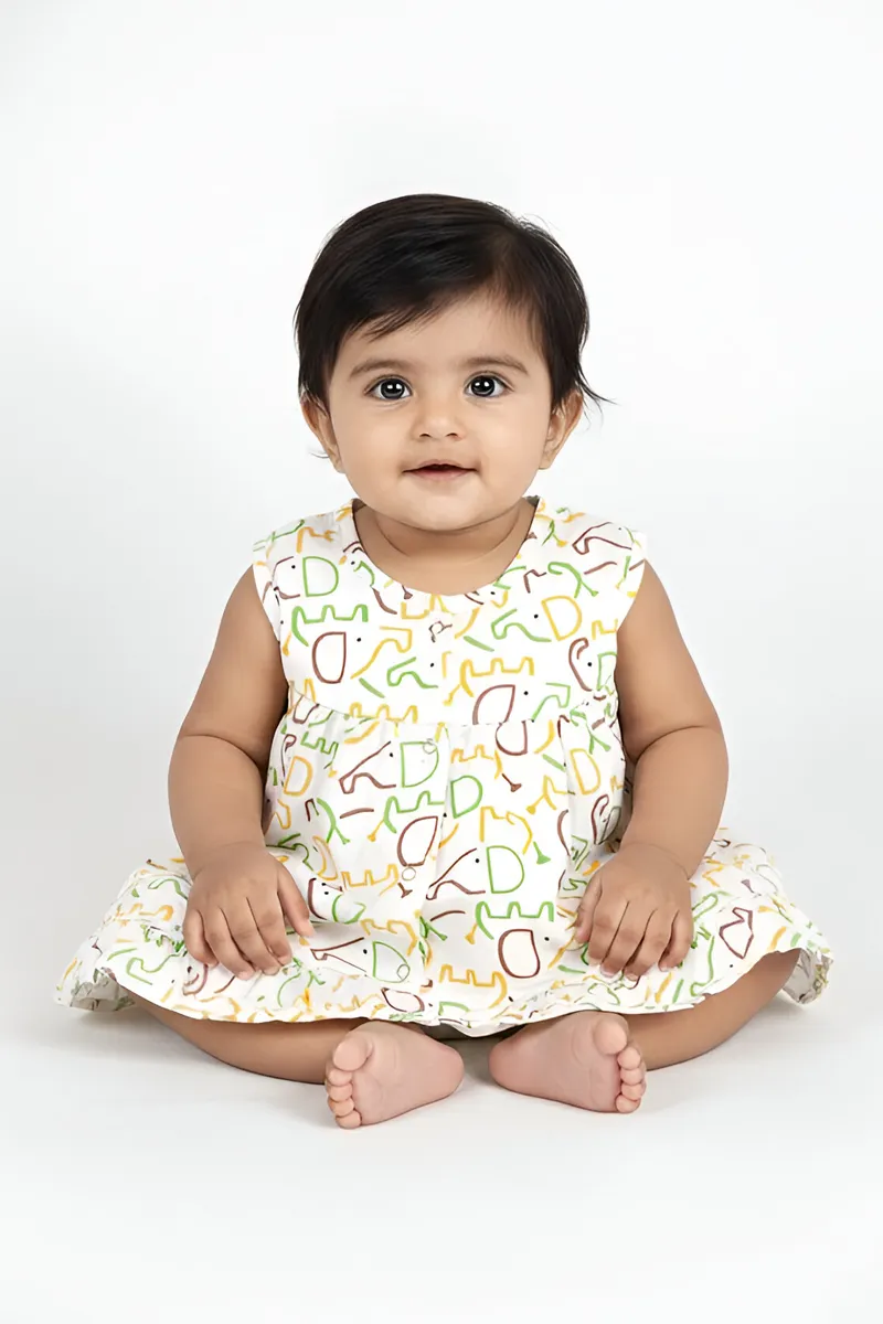 Muslin Button Frock for Baby Girl