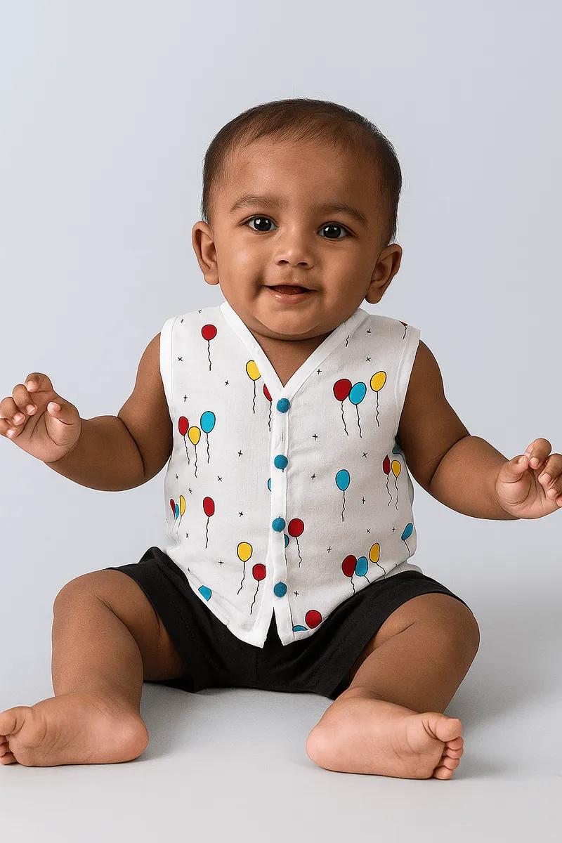 Muslin Printed Jhabla for Babies
