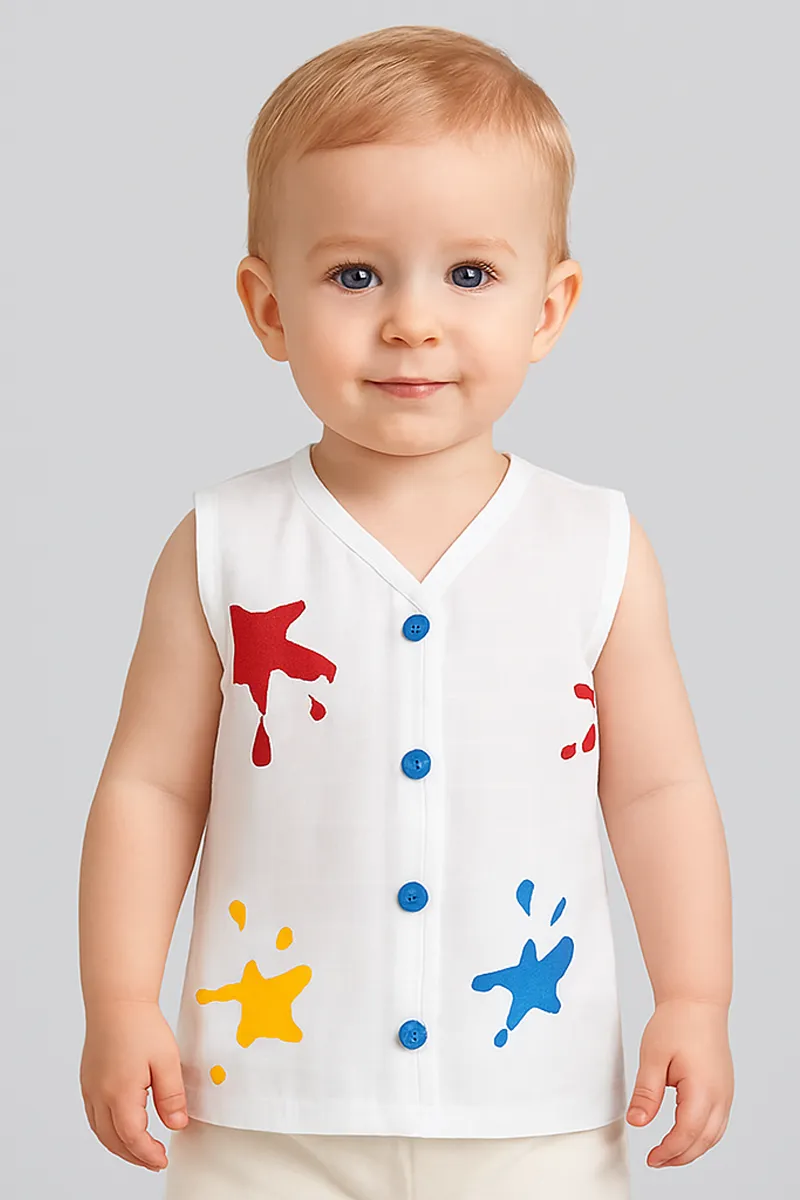 Muslin Printed Jhabla for Babies CLJBpj09BabWHI612M