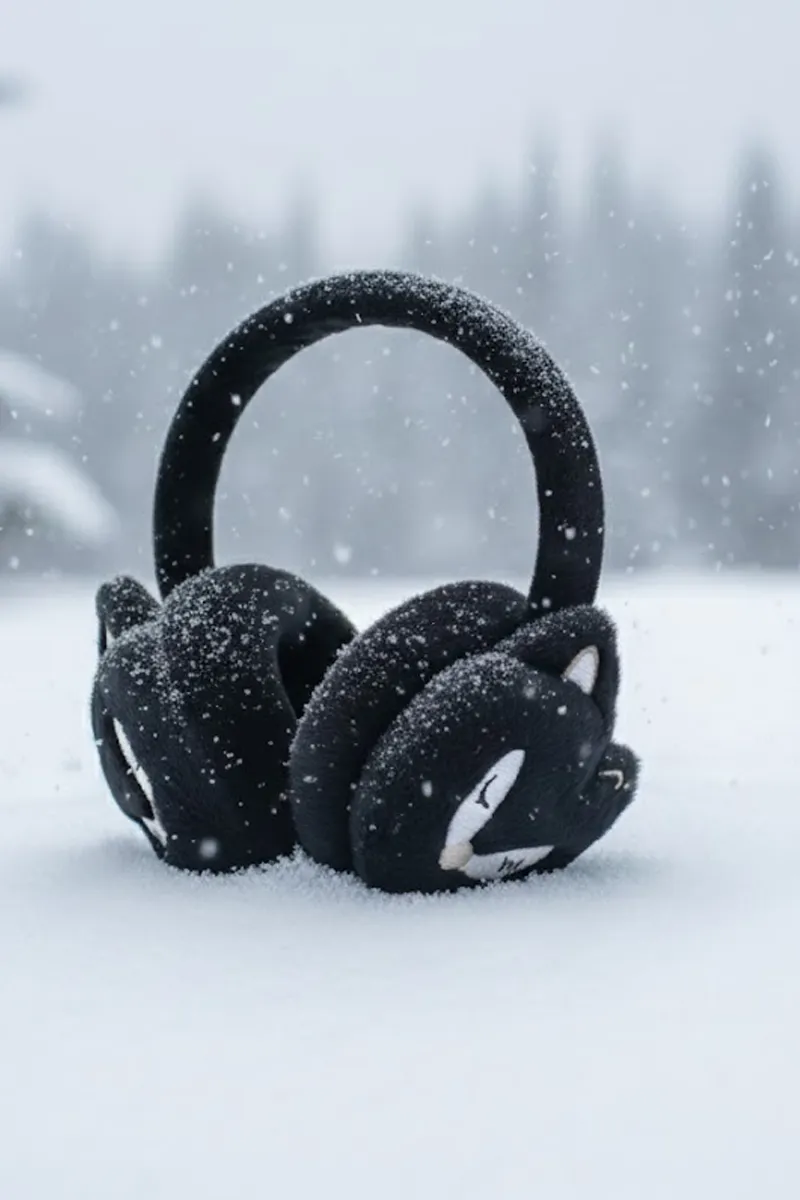 Warm Plush Winter Earmuffs for Girls & Boys -Black CLKA014BLAFREE