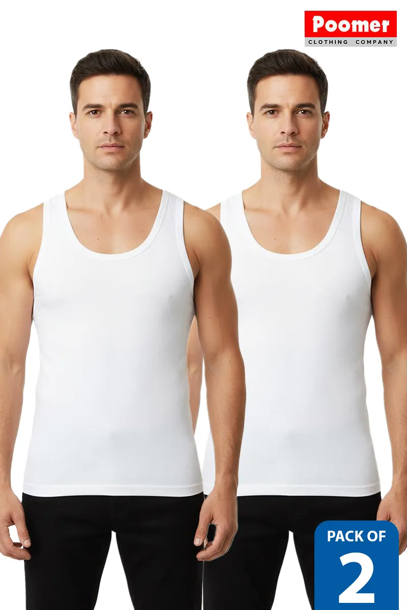 Cotton Vest for Men - Pack of 2 CLMCB010WHI100