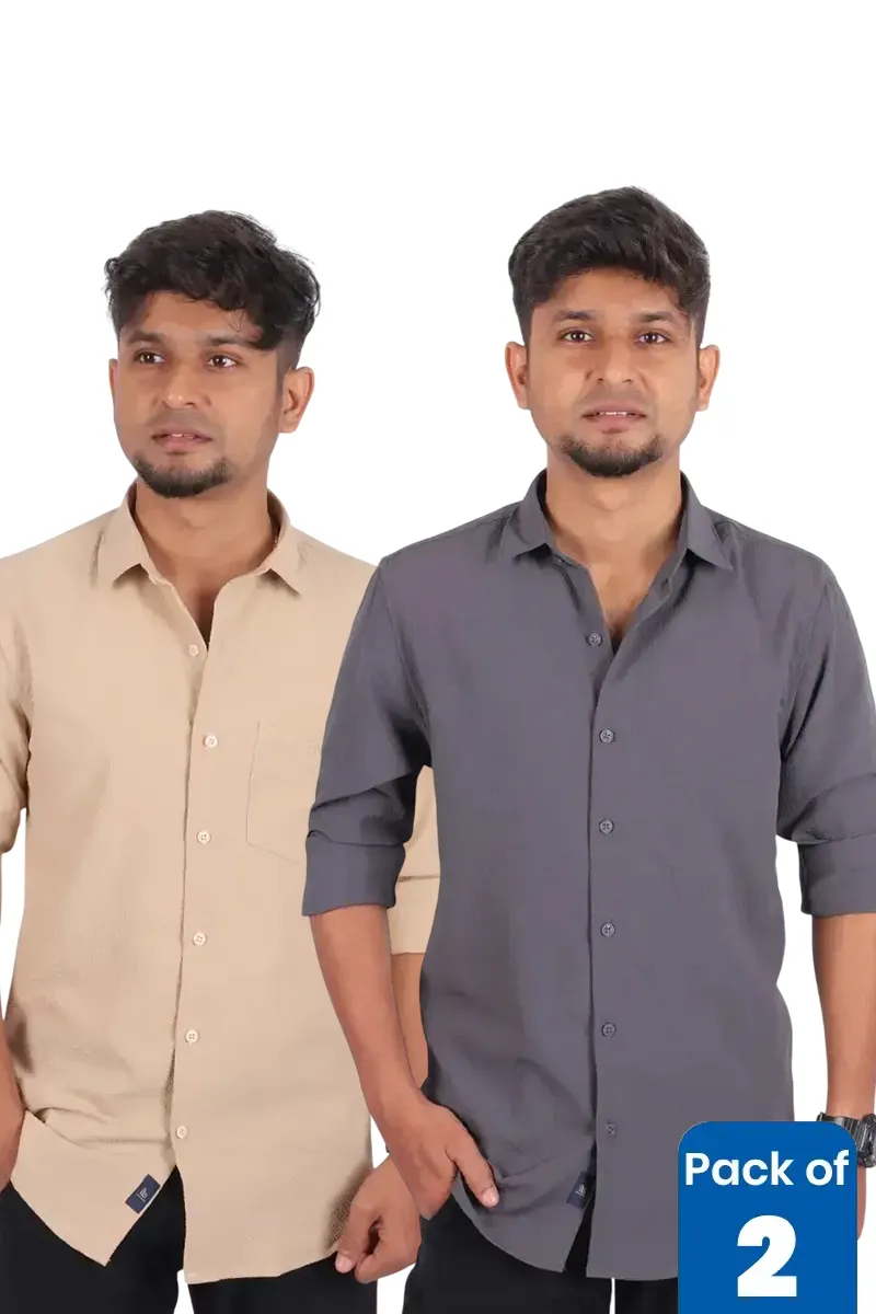 Men's Self Designed Casual Shirt - Pack of 2