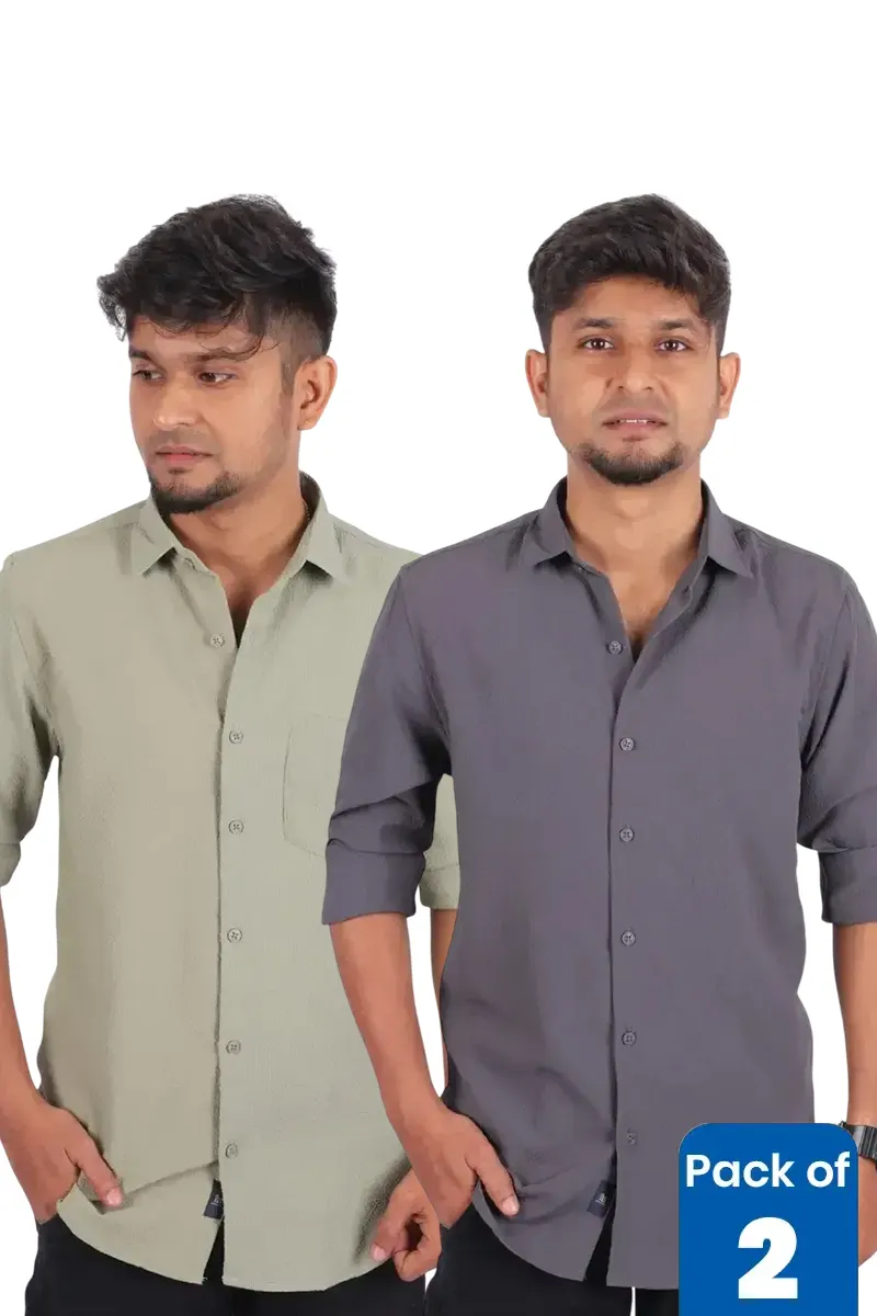 Men's Self Designed Casual Shirt - Pack of 2