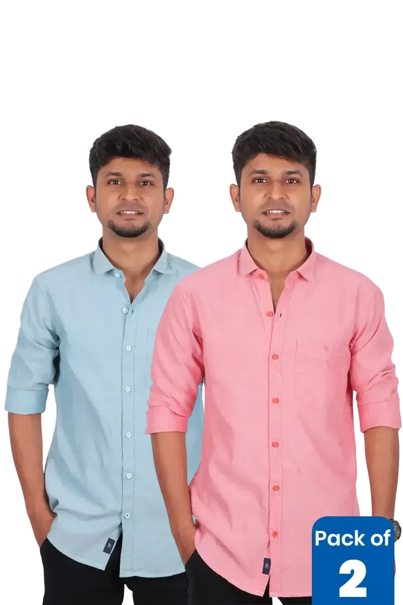 Men's Cotton Solid Casual Shirt - Pack of 2 CLMCB018MULL