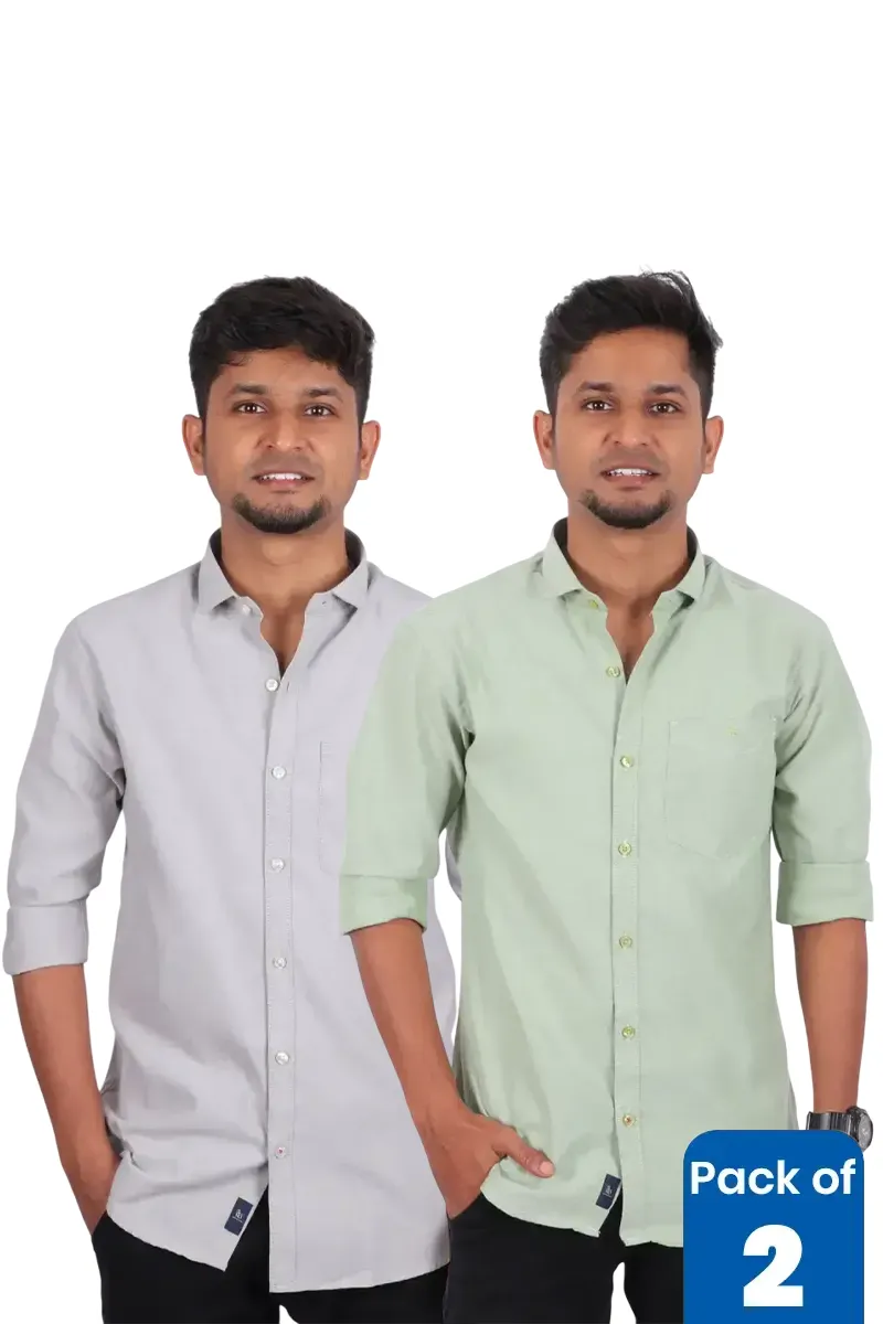 Men's Cotton Solid Casual Shirt - Pack of 2 CLMCB019MULXXL