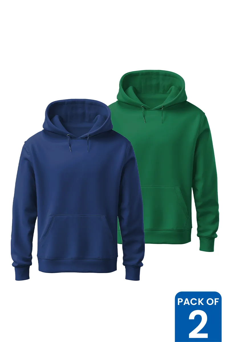 Cotton Solid Hoodie for Men - Pack of 2