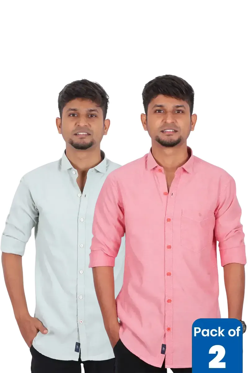 Men's Cotton Solid Casual Shirt - Pack of 2 CLMCB021MULL