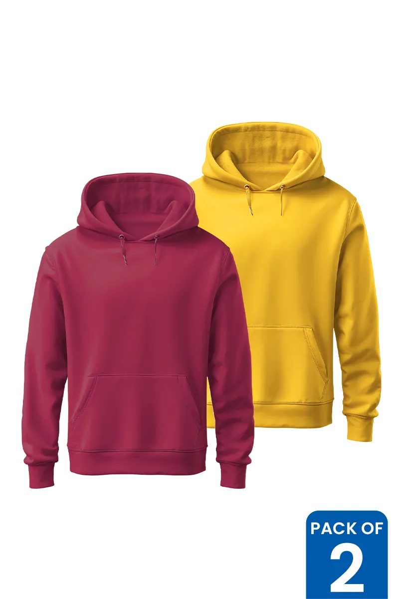 Cotton Solid Hoodie for Men - Pack of 2