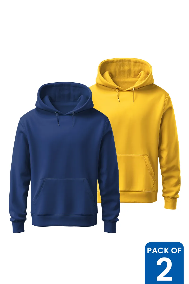 Cotton Solid Hoodie for Men - Pack of 2
