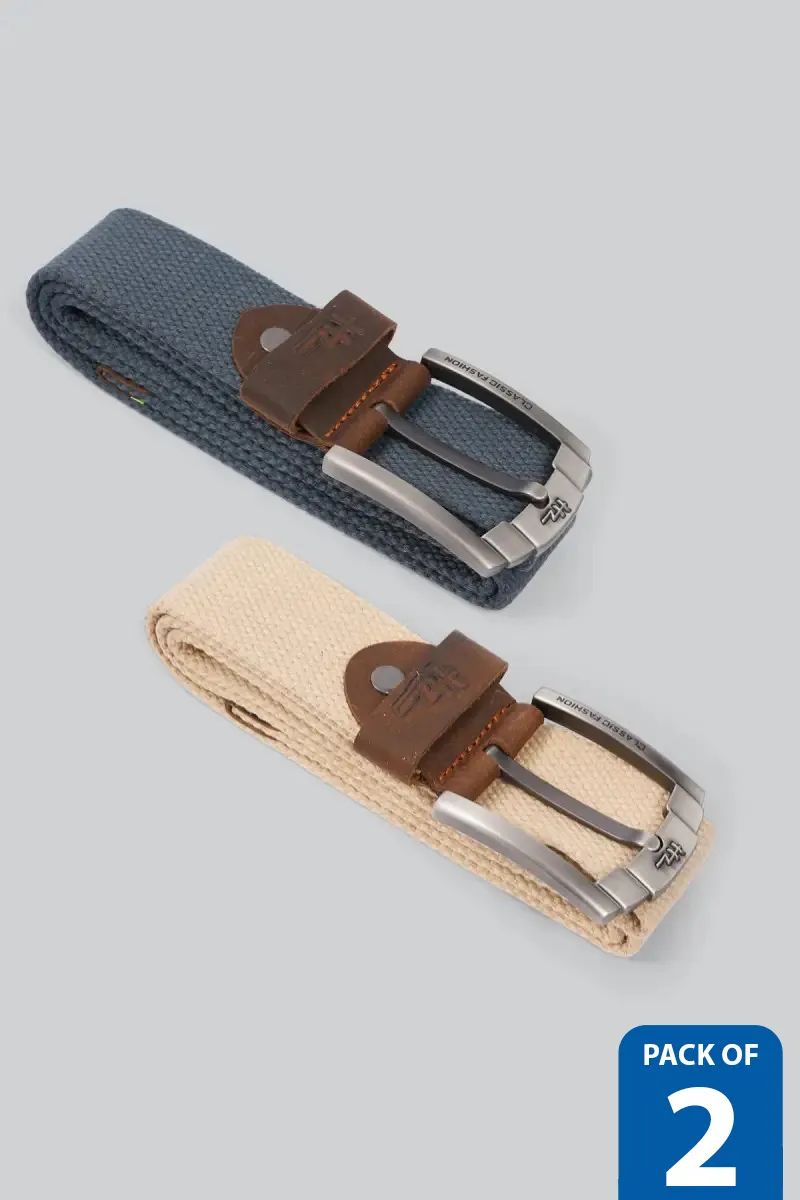 Men's Pack of 2 - Textured Canvas Belts