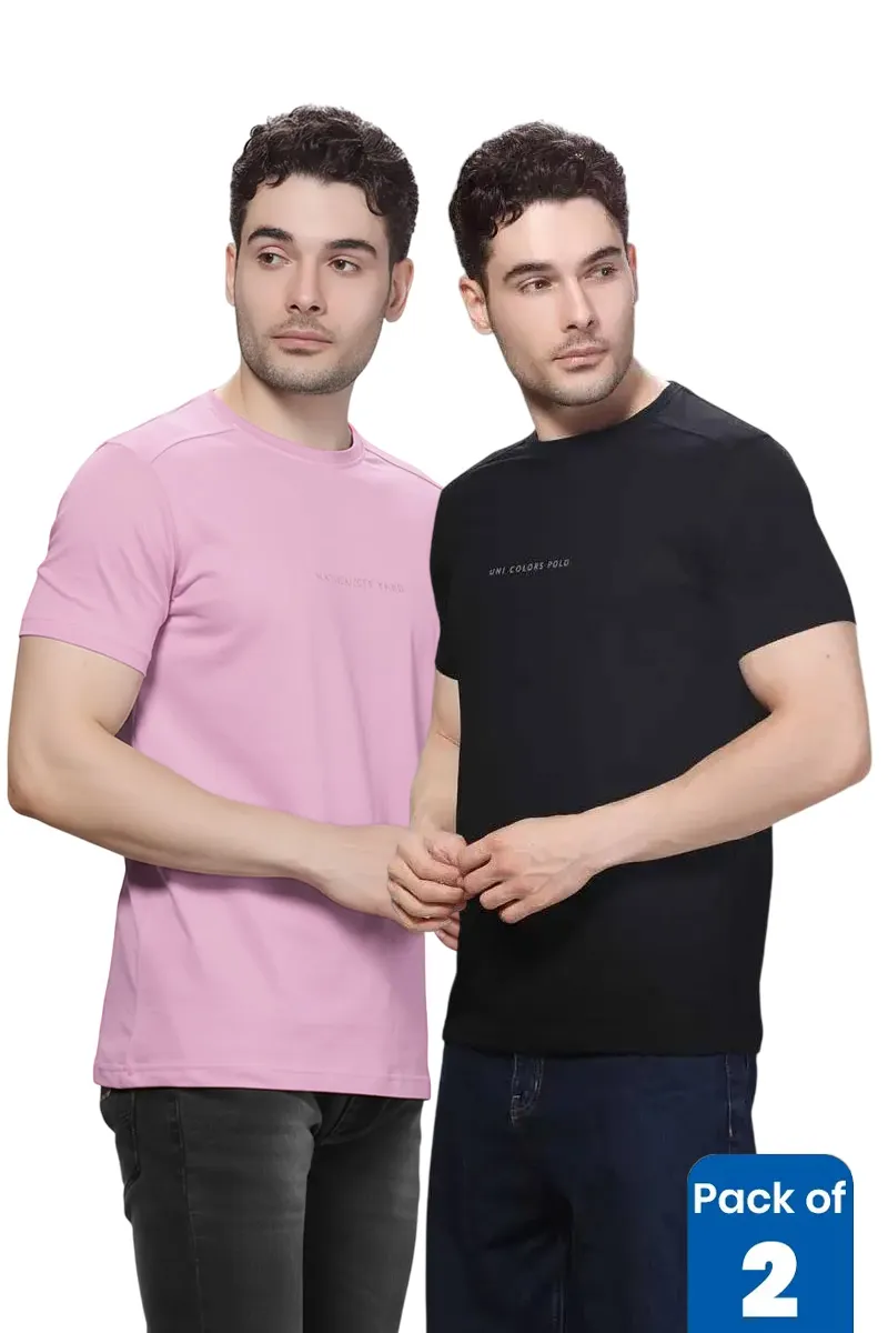 Men's Cotton Slim Fit T-shirt - Pack of 2 CLMCB060MULXXL