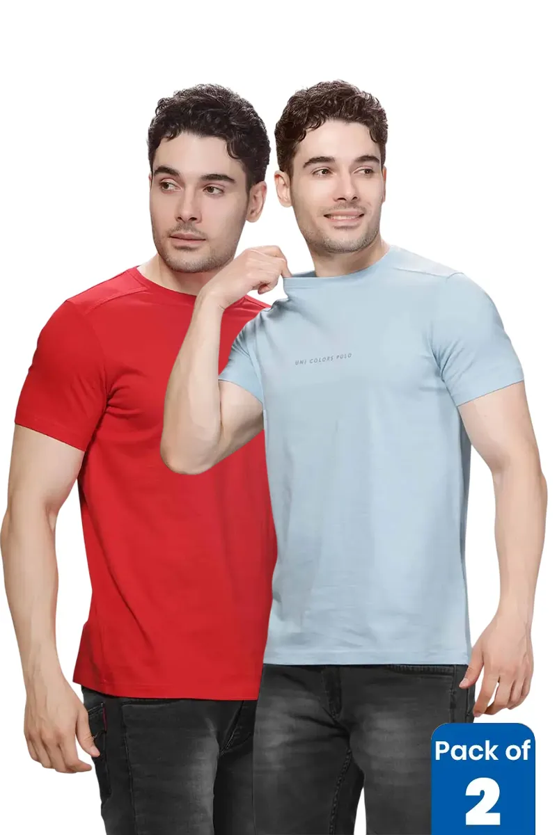 Men's Cotton Slim Fit T-shirt - Pack of 2 CLMCB061MULXXL