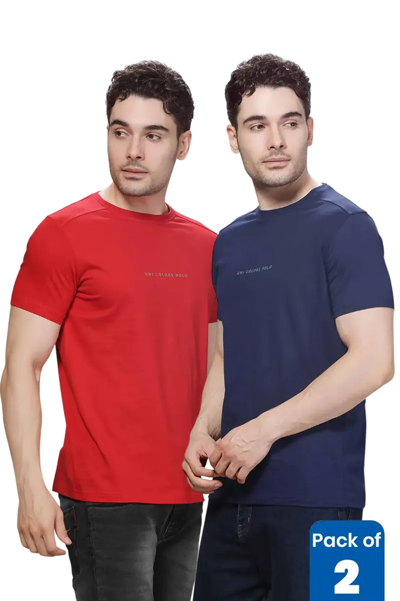 Men's Cotton Slim Fit T-shirt - Pack of 2 CLMCB062MULM