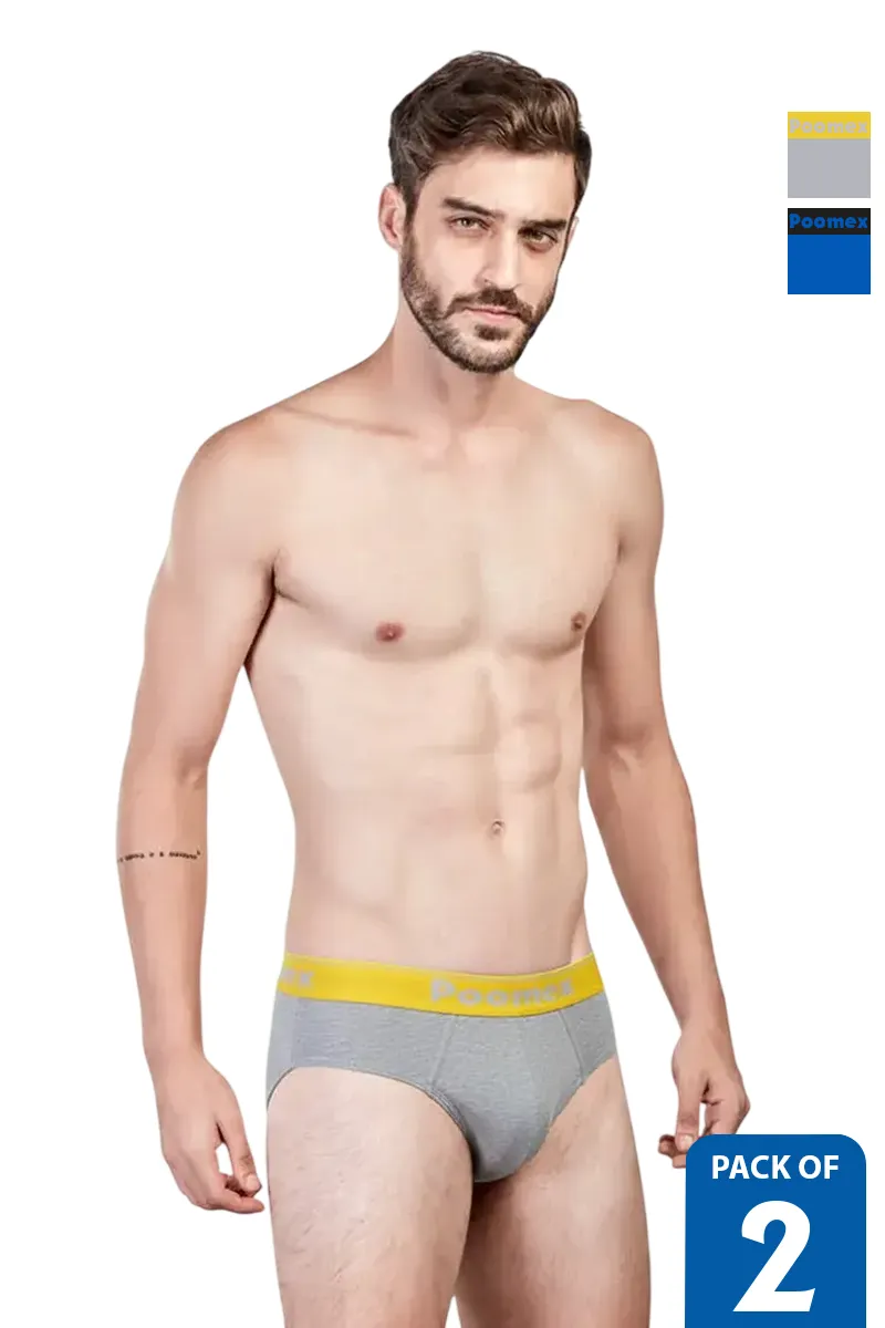 Men's Cotton Solid Elegant Briefs - Pack of 2