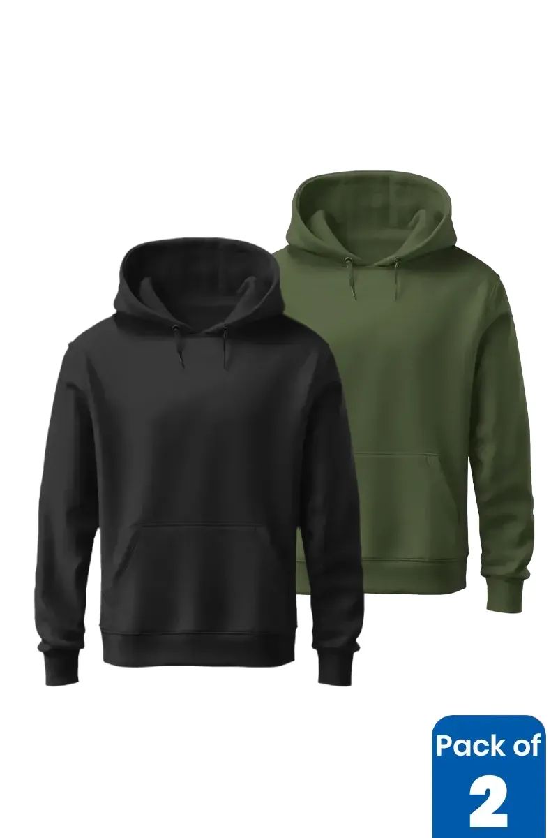 Cotton Solid Hoodie for Men - Pack of 2 CLMCB115MULXL