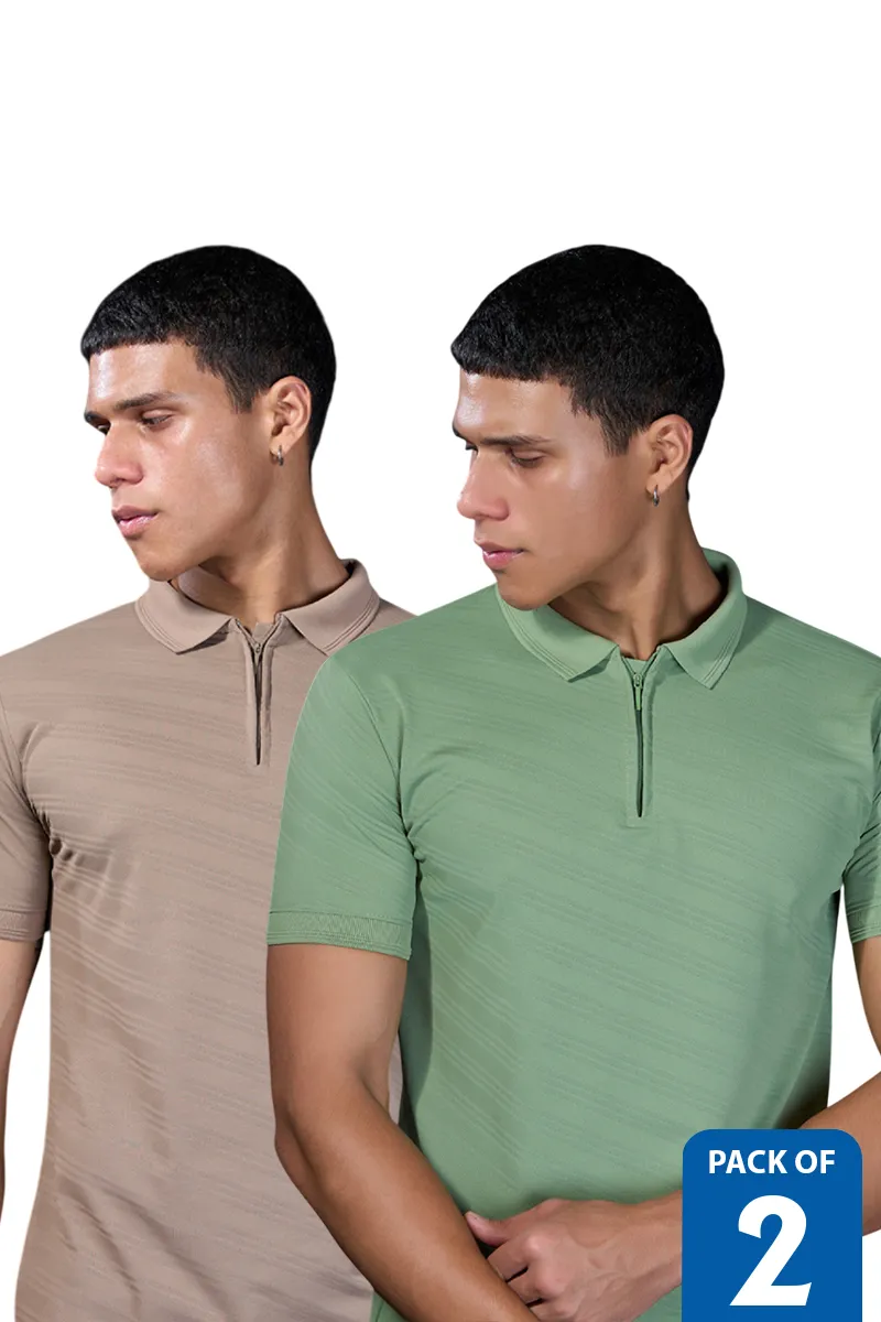 Men's Cotton Textured Casual T-shirt - Pack of 2