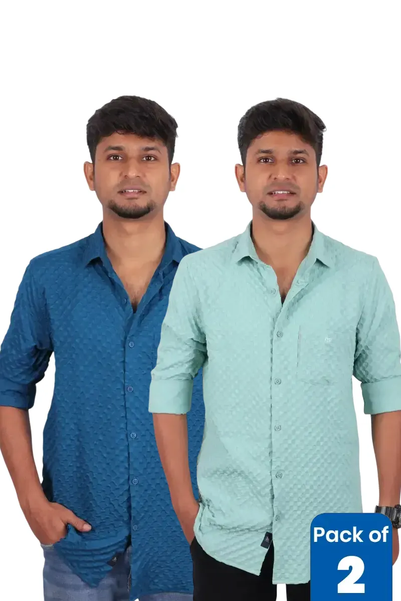 Popcorn Textured Casual Shirt for Men - Pack of 2 CLMCB175MULXXL