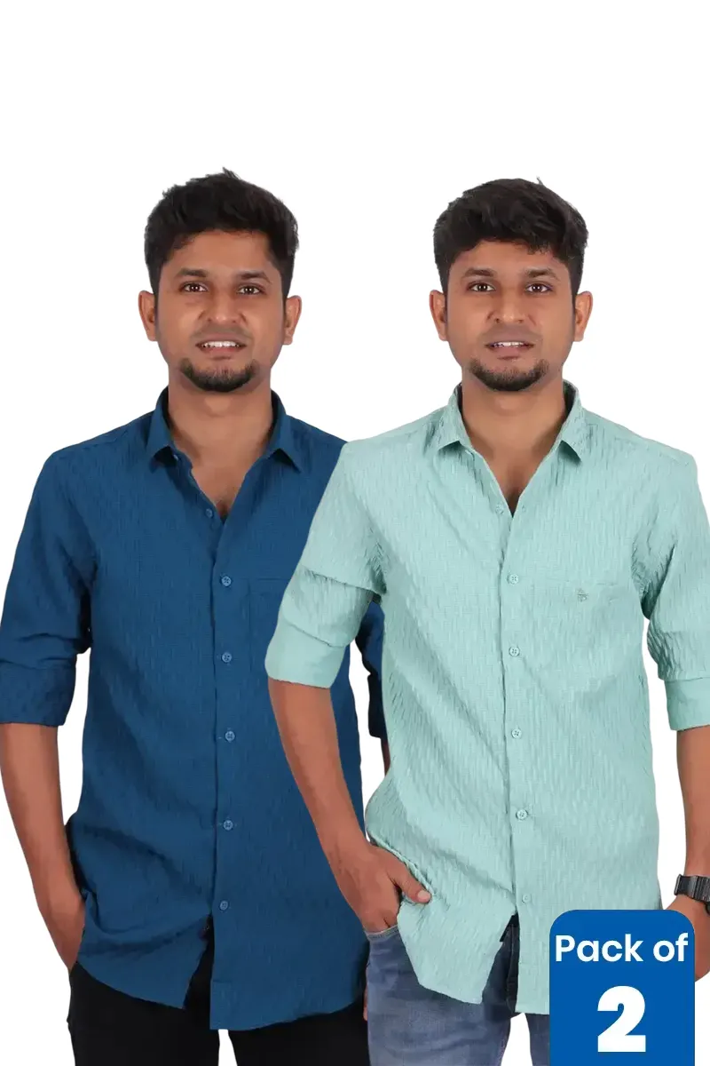 Men's Popcorn Textured Casual Shirt - Pack of 2 CLMCB178MULXXL