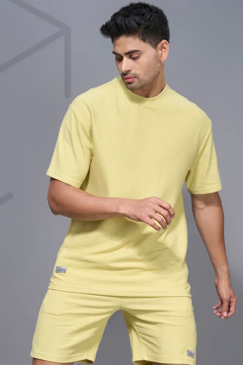 Men's Cotton Tshirt & Shorts Co-Ords CLMCS01YEL40