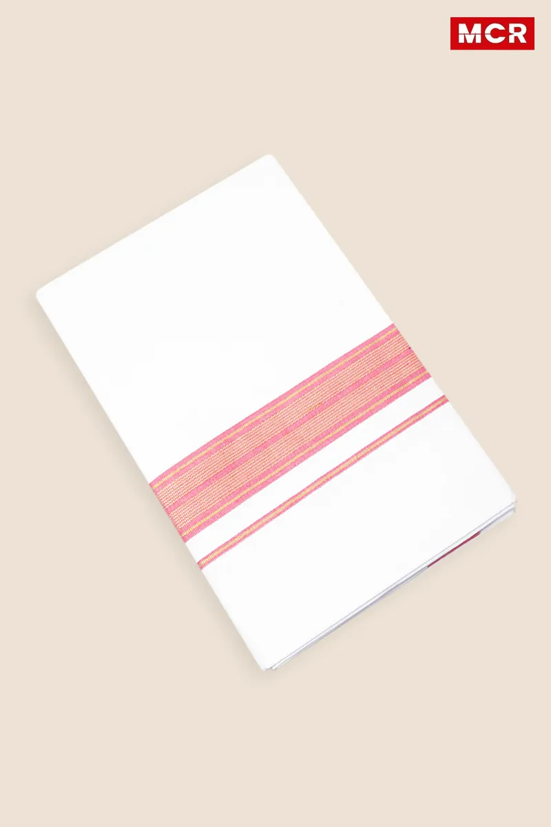 Men's Cotton Fancy Border Single Dhoti - 2 Mtr CLMDH30PIN2MTR