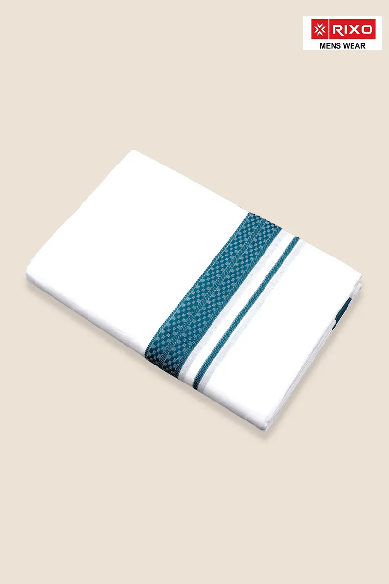 Men's Cotton Solid Dhoti with Fancy Border - 3.8 MTR CLMDH62GREE38MTR