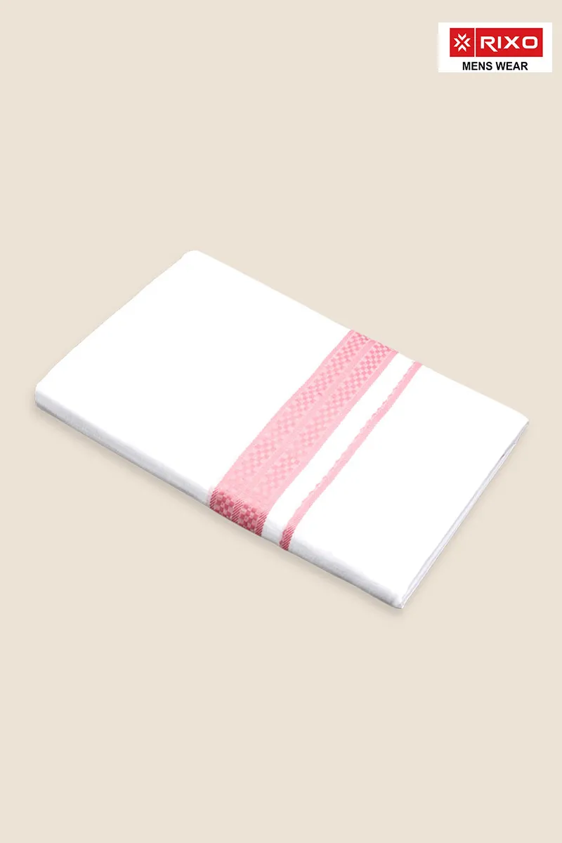 Men's Cotton Solid Dhoti with Fancy Border - 3.8 MTR CLMDH62PIN38MTR