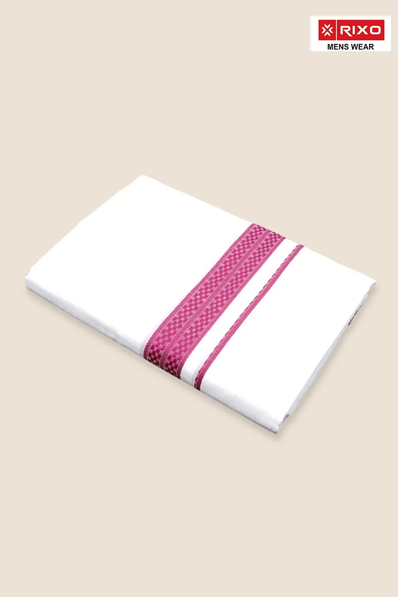 Men's Cotton Solid Dhoti with Fancy Border - 3.8 MTR