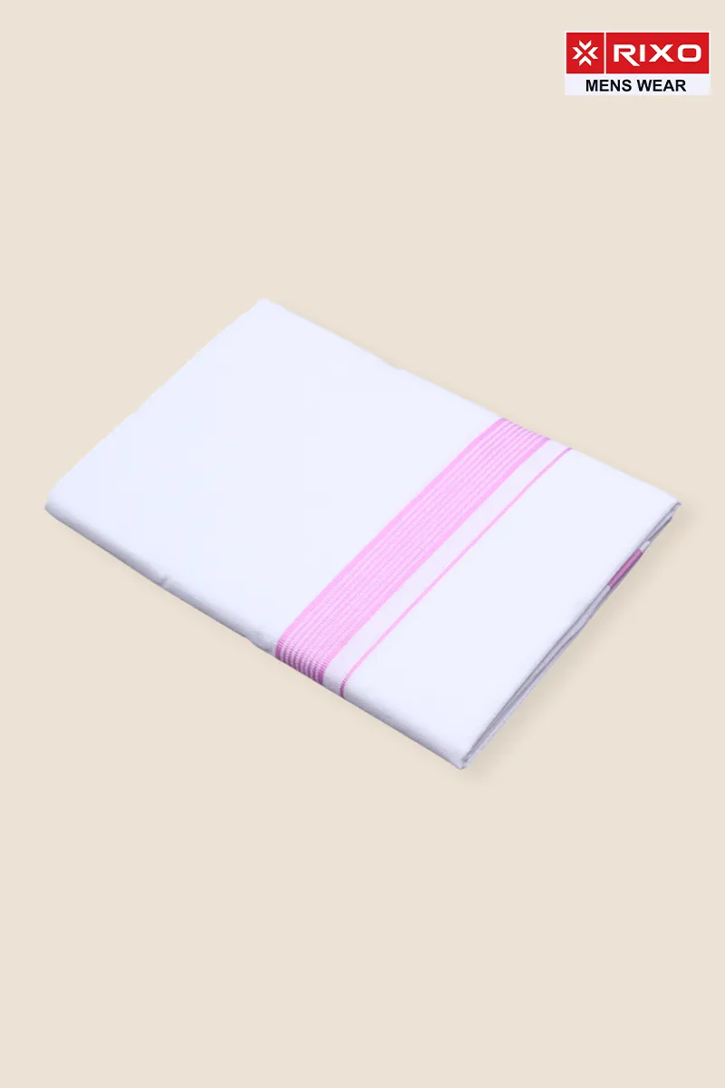 Men's Cotton Solid Dhoti with Fancy Border - 2 MTR