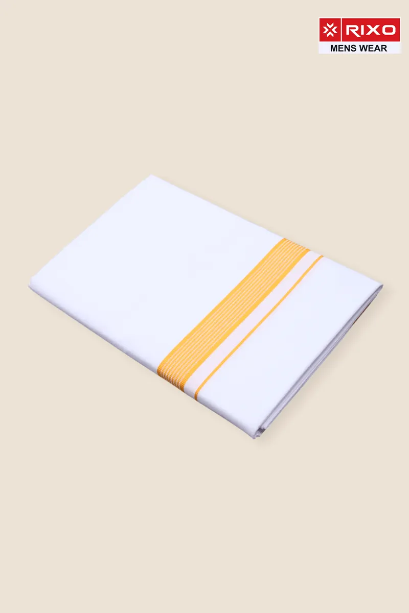 Men's Cotton Solid Dhoti with Fancy Border - 2 MTR
