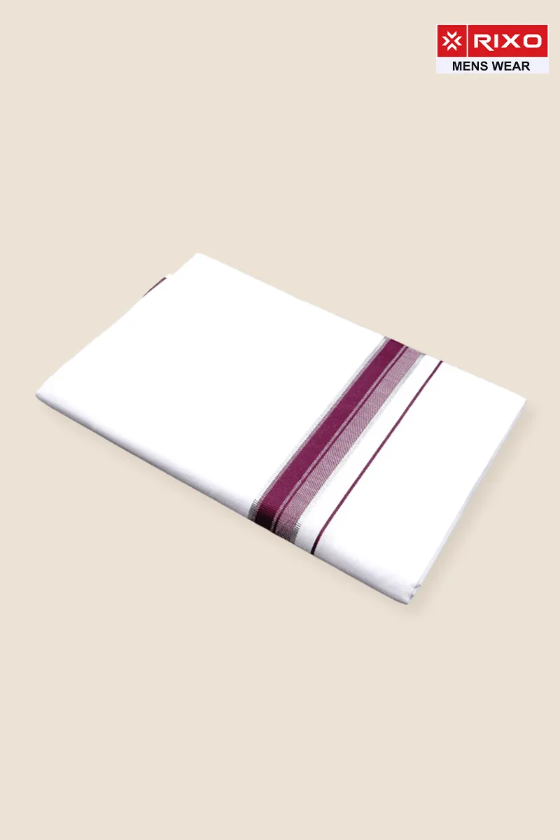 Men's Cotton Solid Dhoti with Fancy Border - 1.90 MTR CLMDH64PUR19MTR