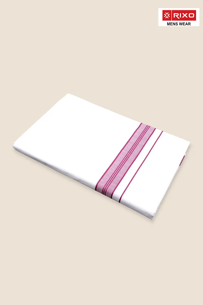 Men's Cotton Solid Dhoti with Fancy Border - 2 MTR CLMDH65MAR2MTR