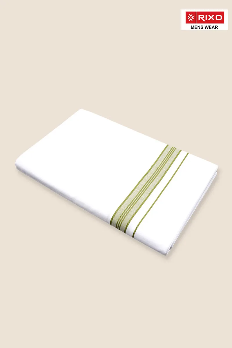 Men's Cotton Solid Dhoti with Fancy Border - 2 MTR CLMDH65OLI2MTR