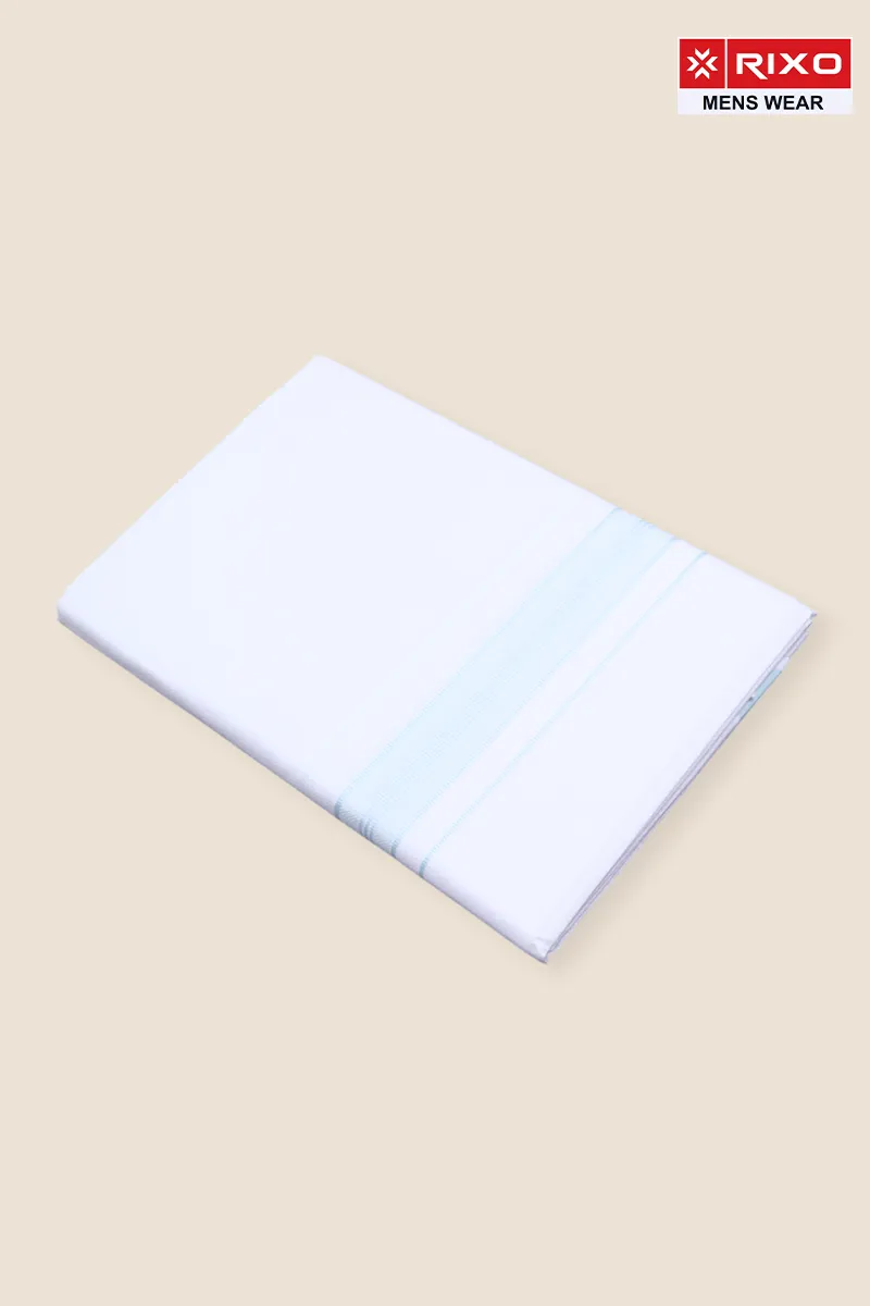 Men's Cotton Solid Dhoti with Fancy Border - 2 MTR CLMDH65SKY2MTR