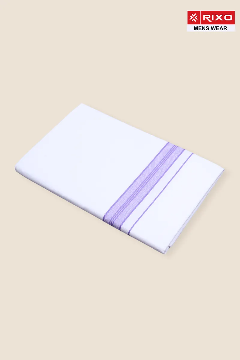 Men's Cotton Solid Dhoti with Fancy Border - 2 MTR CLMDH65VIO2MTR