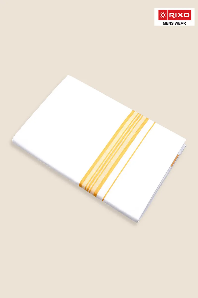 Men's Cotton Solid Dhoti with Fancy Border - 2 MTR