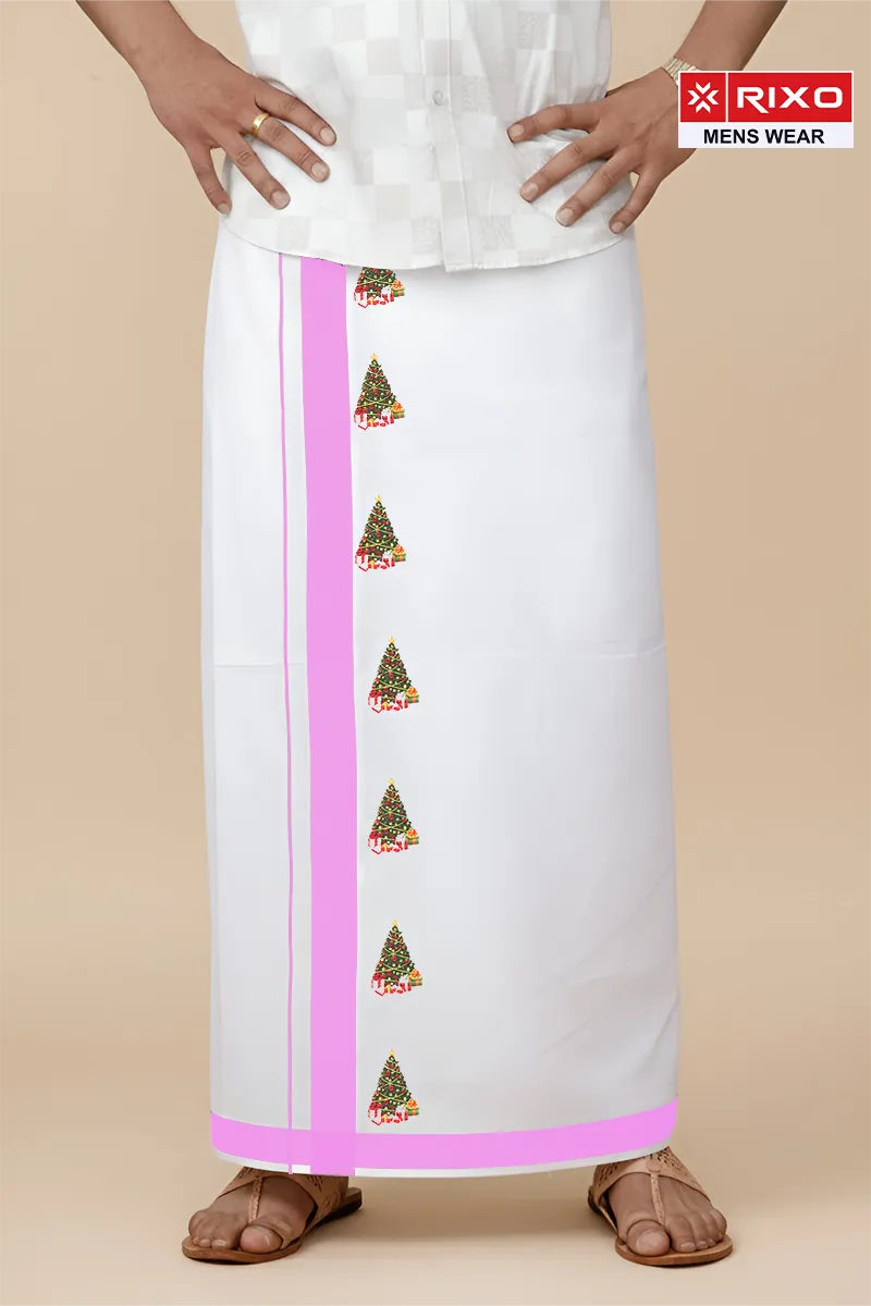 Men's Cotton Dhoti with Christmas X- Max Tree Theme Rixo MCR CLMDH66LAV2MTR