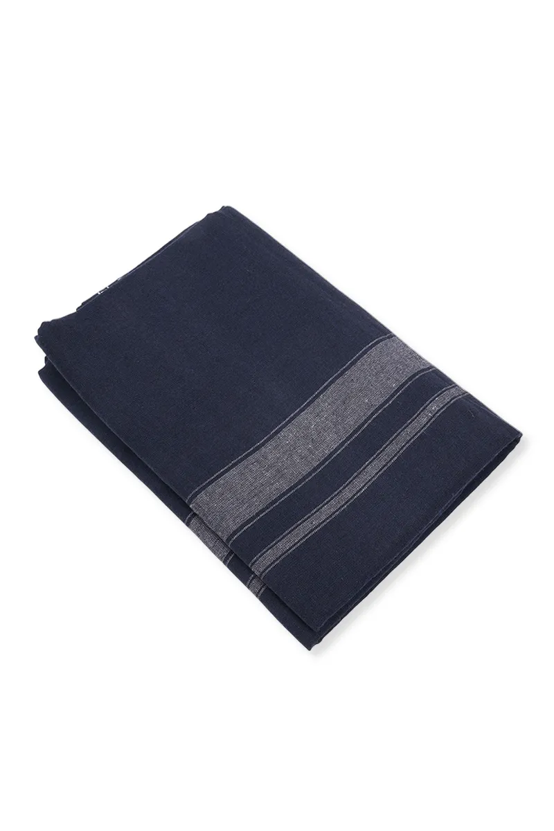 Men's Cotton Solid Dhoti with Grey Border - 2 MTR