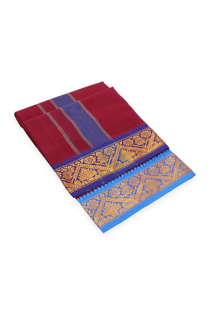 Men's Cotton Kavi Dhoti with Jari Border - 2 MTR CLMDH76MAR2MTR