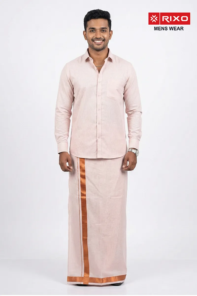 Cotton Shirt with Dhoti Set for Men (2-Pcs Set)