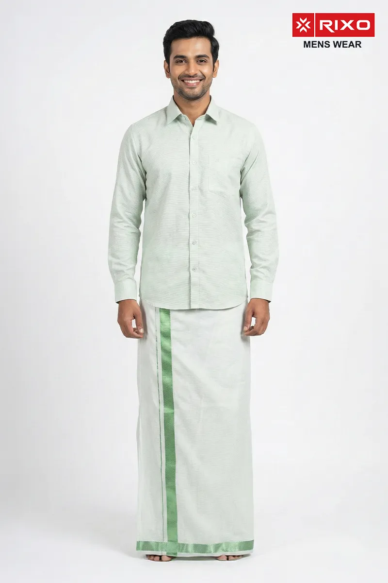 Cotton Shirt with Dhoti Set for Men (2-Pcs Set)